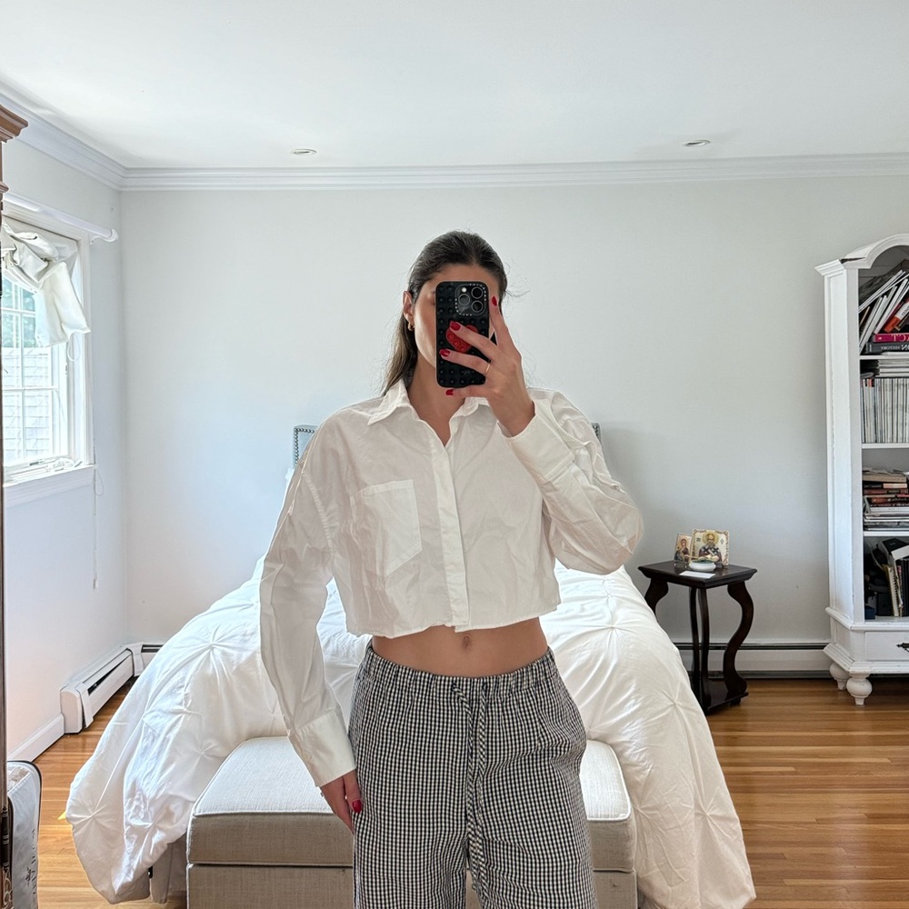 100% cotton cropped button down